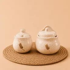 Saleiro de Cozinha + Açucareiro com Tampa em Cerâmica Premium/ Kit Cozinha Decoração Presente