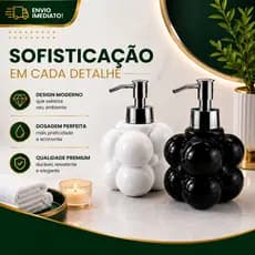 Porta Sabonete Líquido 300ML De Porcelana Dispenser Luxo Premium para Banheiro Cozinha Álcool Gel e Creme Hidratante
