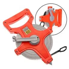 Trena 50 Metros Profissional Longa Fita De Fibra Vidro Caixa Aberta 50m x 14mm Fita Métrica