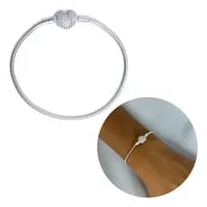 Pulseira De Berloque Prata 925 Coração Cravejado Zirconia Pulseira Para Berloques Prata 925 Original