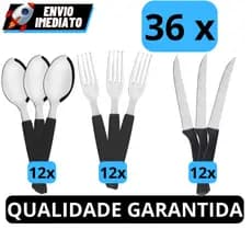 Conjunto de Talher 9/18/36 Peças Preto Inox Premium