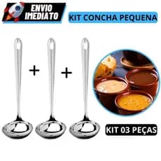 KIT 3 Concha De Cozinha Inox Pequena Para Servir Molho Feijão Sopa Caldos Utensílios Metal Aço Inox Cozinha