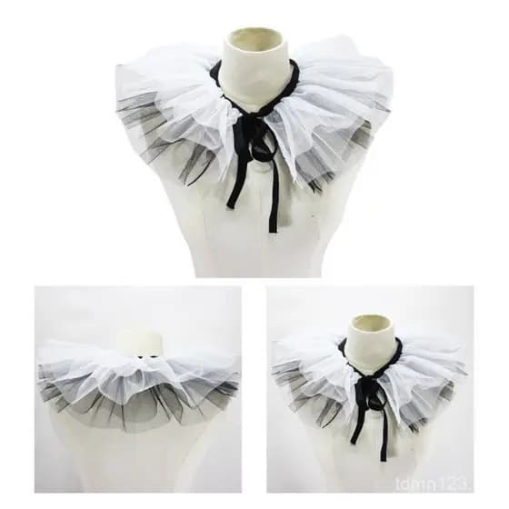 Estilo Punk Renascença, Gola Gótica com Babados, Colar de Tule, Acessório de Xale, Peça Única para Fãs