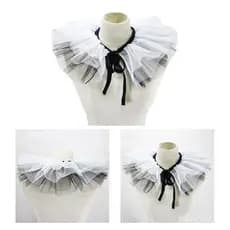 Estilo Punk Renascença, Gola Gótica com Babados, Colar de Tule, Acessório de Xale, Peça Única para Fãs