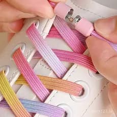 Cadarços Elásticos Sem Nó com Fivela de Pérola Adequados para Crianças e Adultos