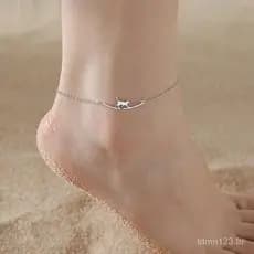 #     Tornozeleira de aço inoxidável Weicheng Linda Fashion com pingente de gato fofo para mulheres e meninas