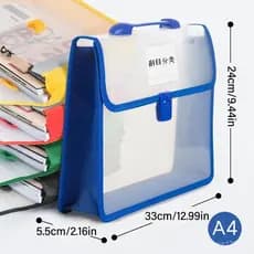 Pasta de Arquivos, Bolsa Portátil à Prova d'Água, Pasta de Arquivos A4 Transparente e Espessa, Uso em Escritório e Esc