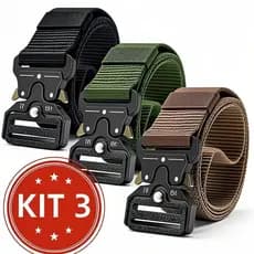 Conjunto de 3 cintos: preto, marrom, verde. Cinto masculino largo e elegante, feito de material de nylon, com fivela de