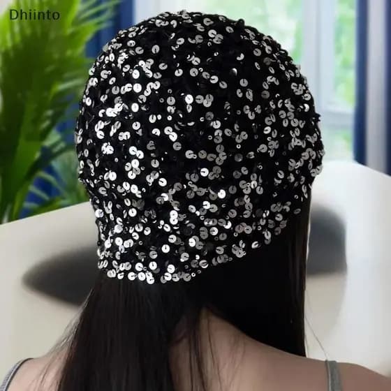 [Dhiint] Ins Estilo Lantejoulas Oco Pulôver Chapéus Femininos Verão E Outono Viagem Foto Atmosfera Versátil Casual Gorro