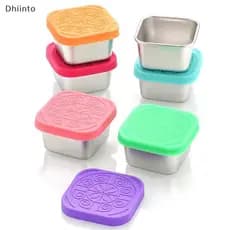 [Dhiint] 1/2 Pcs Caixa De Salada De Aço Inoxidável Sna Tempero Recipiente Com Tampas De Silicone À Prova De Fugas Portát