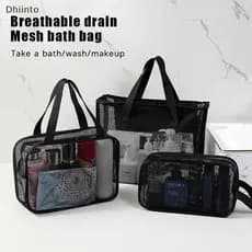 [Dhiint] Bolsas De Armazenamento De Produtos De Higiene Pessoal De Malha Portáteis Para Viagem , Lavagem Corporal , Chuv