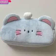 Bolsa De Caneta EMILEE , Lápis De Pelúcia , Design Com Zíper , Papelaria Portátil De Grande Capacidade Para Estudantes