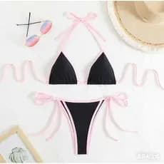 Biquíni de alta qualidade com design de alças no pescoço, novo modelo de biquíni para mulheres, biquíni de duas peças FR