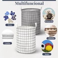 Cesto de Roupa Treliça Branca Dobrável Multiuso Roupas Brinquedos Lavanderia