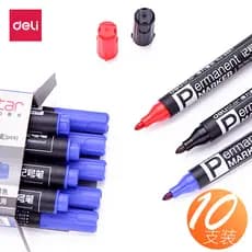 Deli marcador preto oleoso caneta atacado gancho linha caneta tinta cor marcador vermelho à prova dwaterproof água expre