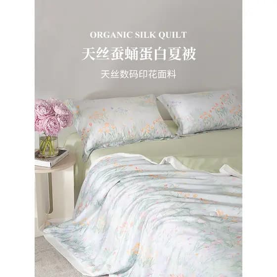 Prata seda Lyocell Tencel seda chrisalis proteína verão fresco colcha conjunto de quatro peças lavável à máquina colcha