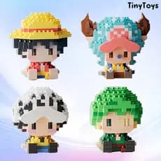 Conjunto de Blocos de Montar One Piece com Figuras de Luffy, Zoro, Nami e Chopper, Brinquedos Colecionáveis de Anime