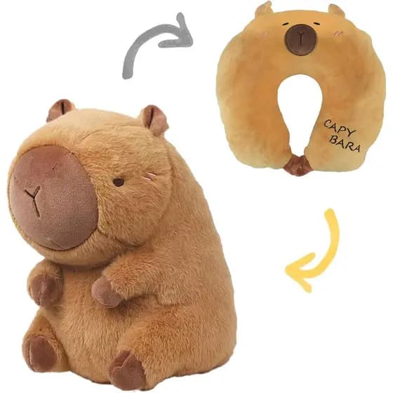 Almofada de Viagem Capybara para Crianças e Adultos, Almofada de Pescoço para Carro, Almofada de Pescoço em Forma de U d
