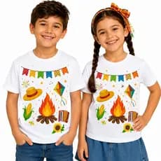 Camiseta Em Clima De Festa Junina Divertida E Casual Para Criança