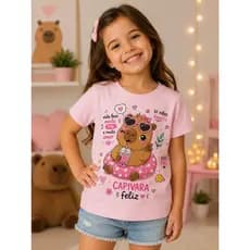 Camiseta Infantil Capivara Feliz Cute Divertida e Cheia de Estilo