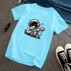 Camiseta Infantil Menino Estampa Astronauta Gamer
