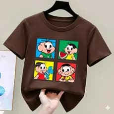 Camiseta De Algodão Infantil Turma Da Monica Personagens Tendencia Cores Diferenciadas