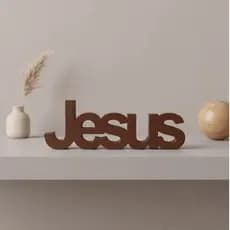 Decoração Em 3D Jesus Palavra Decorativa Religiosa Enfeite Mesa Sala Quarto Presente Cristão Elegante Decorativa