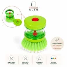 Escova de Limpeza com Dispenser para Detergente 70ml Lava Louças Pia Panelas Cozinha Multiuso Cerdas Resistentes