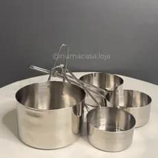 Kit com 4 Copos Medidores em Aço Inox