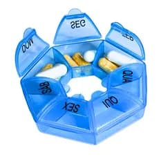 Porta Comprimidos Semanal 7 Divisórias Organizador de Medicamentos Remédios Redondo Compacto