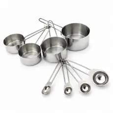 Kit Medidores de Cozinha em Aço Inox 8 Peças | 4 Xícaras Medidoras + 4 Colheres Medidoras para Receitas, Culinária