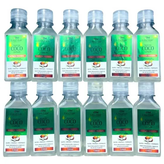 Óleo de Coco Capilar 12 Unid. 130mL Nutrição Profunda e Restauração dos Fios 100% Natural Liss Hair
