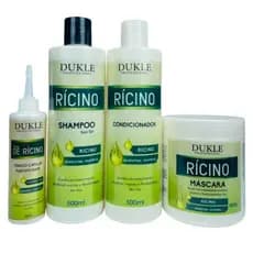 Kit Capilar Rícino 4 Passos Crescimento Saudável, Reconstrutor e Fortalecedor Dukle Professional