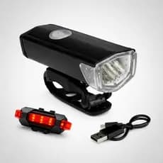Kit Farol E Lanterna Traseira Bike Led Recarregável Usb 400 Lúmens Prova Dágua Segurança Bicicleta