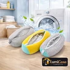 Saco para Lavar Tênis na Máquina Bolsa Protetora com Zíper Anti Deformação Reutilizável