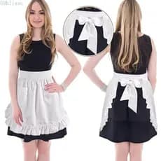 Conjunto De Chapéu De Avental De Empregada BLISSC , Meio Branco Para Cosplay , Acabamento De Renda Curta Com Gorro Lolit