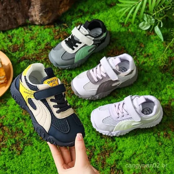 Sapatos Infantis Little Yellow Duck, Novos Sapatos de Verão em Malha Respirável para Meninos, Sapatos de Malha Simples p