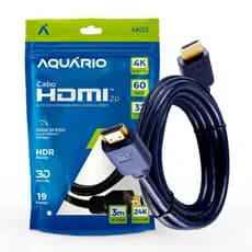 Cabo HDMI 2.0 4K de 3 Metros 2160p Ultra HD HDR 3d 4k03 Aquário