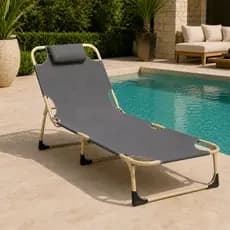 Espreguiçadeira Dobrável Cadeira Reclinável Jardim Praia Piscina 4 Posições 120kg Portátil