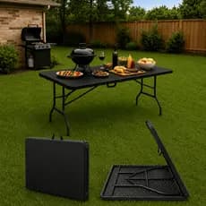Mesa Dobrável Portátil 1,80m Vira Maleta Plástico Reforçado Alça Nakasaki Camping Churrasco Praia