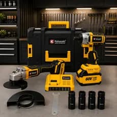 Kit Esmerilhadeira a Bateria + Chave de Impacto 60V Brushless 2 Baterias Nakasaki Profissional