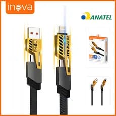 Inova Cabo 4 em 1 Carregamento Rápido PD 65W/27W USB Tipo C L-ightning Duplo Nylon Trançado para Android e iOS