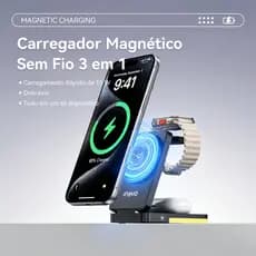Inova Carregador sem fio 3 Em 1 magnético Suporta carregamento rápido Para Samsung/iOS/Android