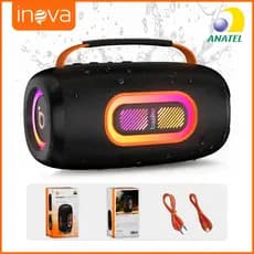Inova Caixa de Som Bluetooth Portátil TWS Estéreo Luzes RGB Externa Potente Grave Forte Bateria 3000mAh Festa