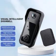 Câmera de campainha de vídeo inteligente, campainha WIFI sem fio com toques internos, 130°Visão noturna grande angular,