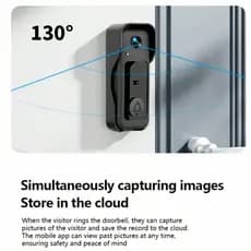 Câmera de campainha de vídeo inteligente, campainha WIFI sem fio com toques internos, 130°Visão noturna grande angular,