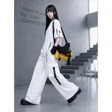 YONAIGA + Original ins Street Trendy Cool Style All-match Mochila Homens Mulheres Único Casual Lona Ombro Bolsa Mensagei