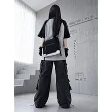 YONAIGA + Original ins Estilo Funcional Contraste Cor Bolsa Mensageiro Homens Mulheres Único All-Match Street Wear Nylon