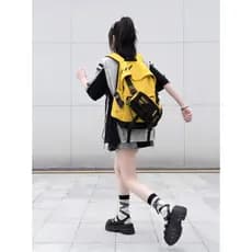 YONAIGA Original ins Estilo Funcional Contraste Cor Mochila Homens Mulheres Grande Capacidade Multifuncional Estudante B