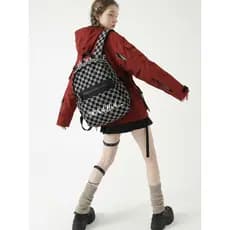 YONAIGA + Original ins Estilo Checkerboard Pequena Mochila Casual All-Match Nicho Design Pequena Mochila Escolar